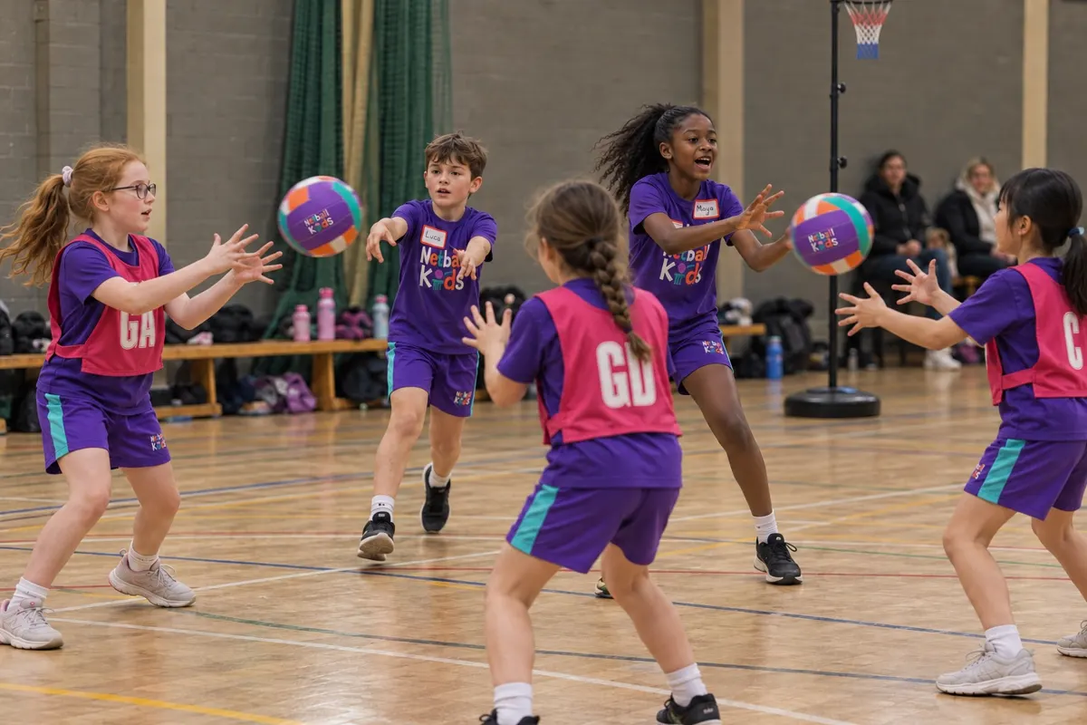 A child shooting at a netball post