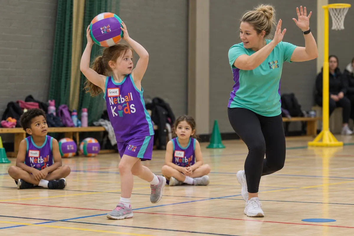 Coach throwing a ball to children